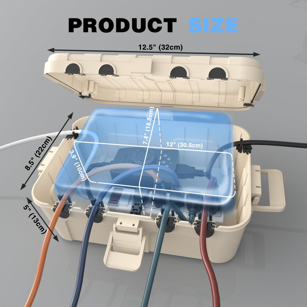 Flemoon Large Outdoor Electrical Box Waterproof Extension Cord Cover