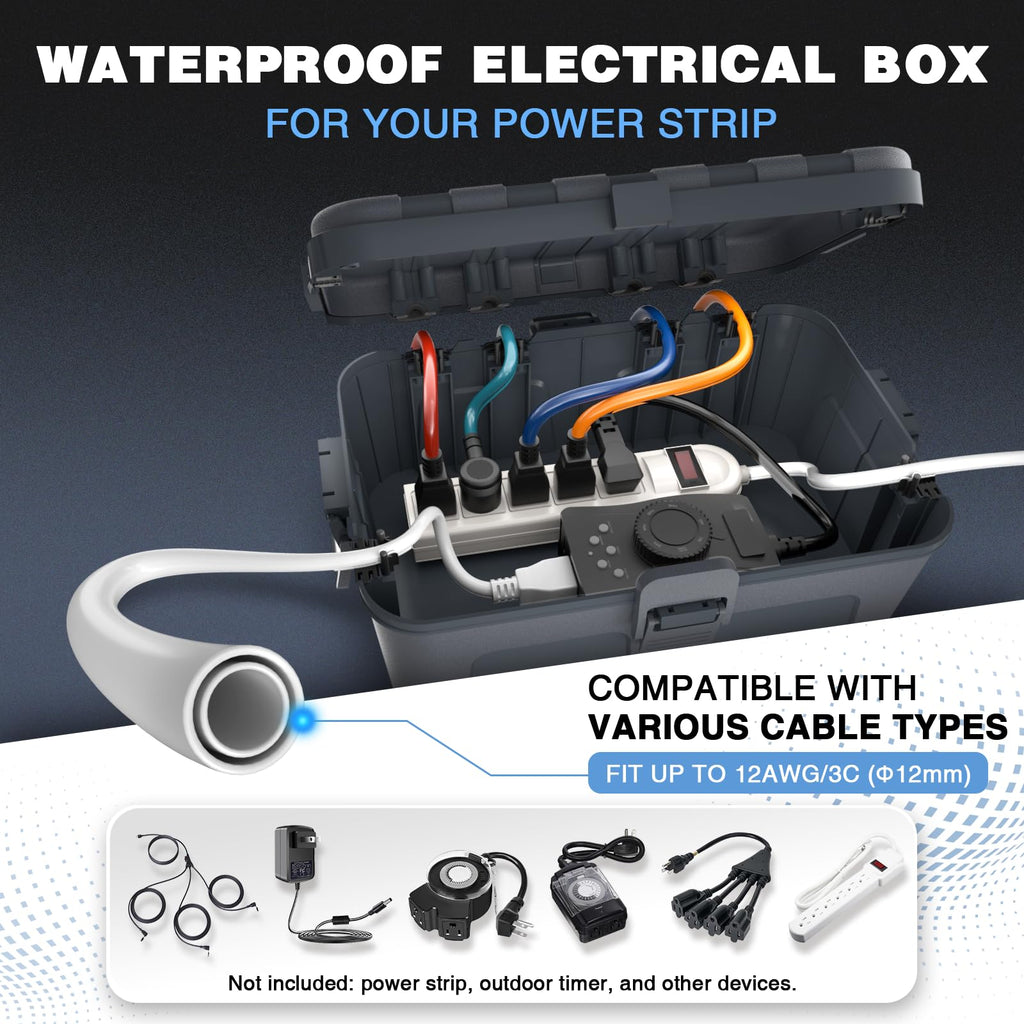 Flemoon Large Outdoor Electrical Box Waterproof Extension Cord Cover