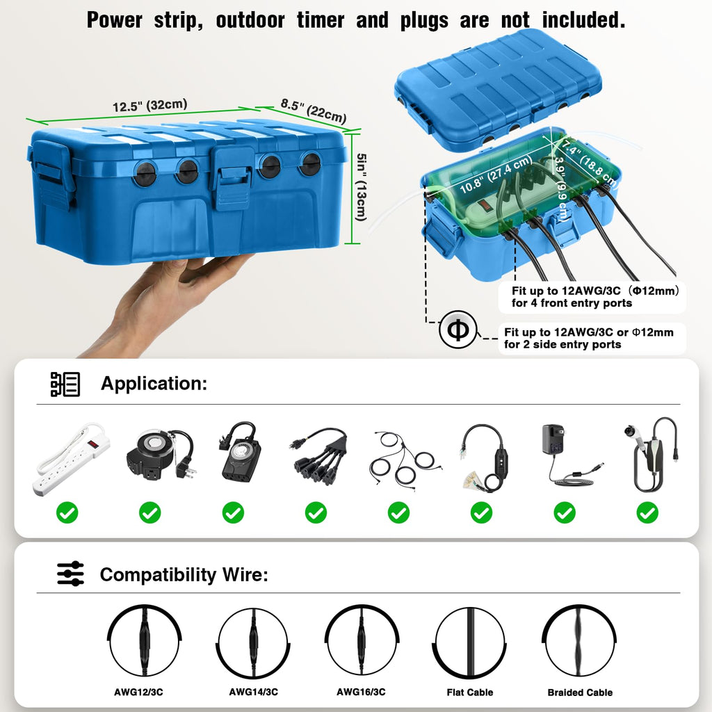 Flemoon Large Outdoor Electrical Box Waterproof Extension Cord Cover