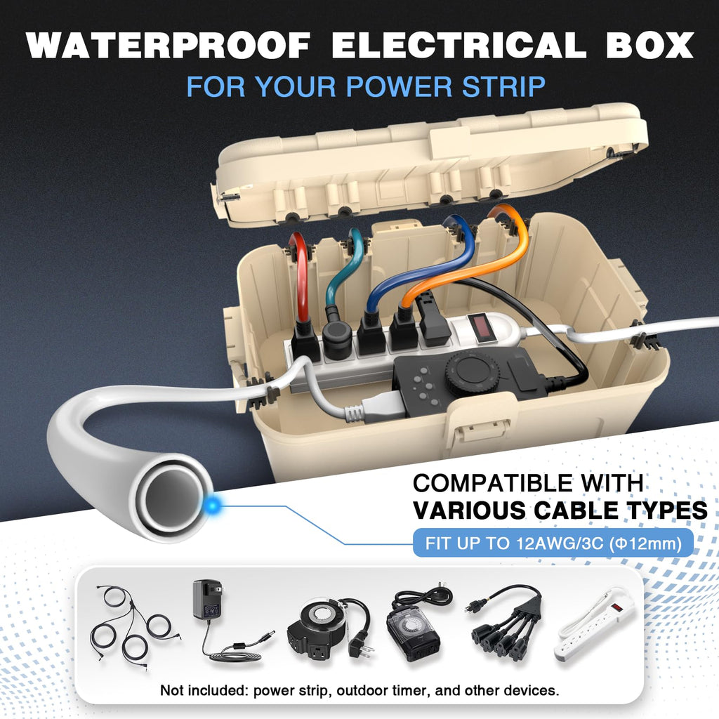 Flemoon Large Outdoor Electrical Box Waterproof Extension Cord Cover