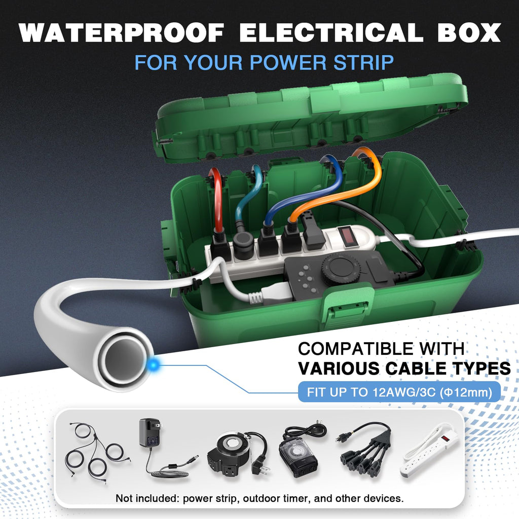 Flemoon Large Outdoor Electrical Box Waterproof Extension Cord Cover