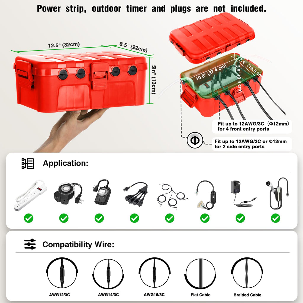 Flemoon Large Outdoor Electrical Box Waterproof Extension Cord Cover