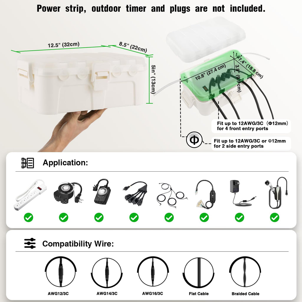 Flemoon Large Outdoor Electrical Box Waterproof Extension Cord Cover