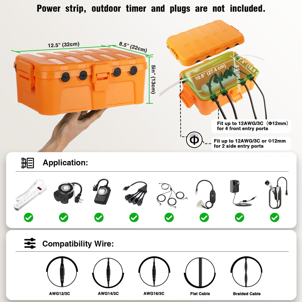 Flemoon Large Outdoor Electrical Box Waterproof Extension Cord Cover