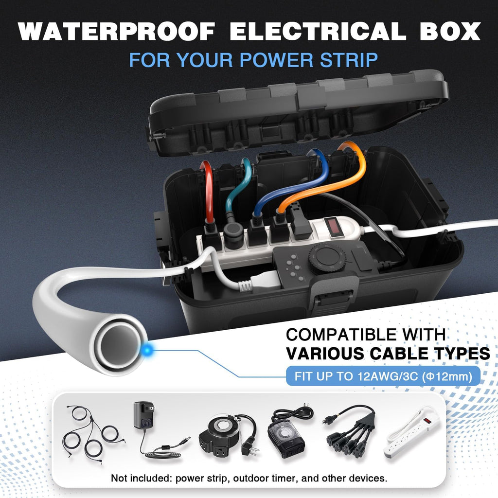 Flemoon Large Outdoor Electrical Box Waterproof Extension Cord Cover