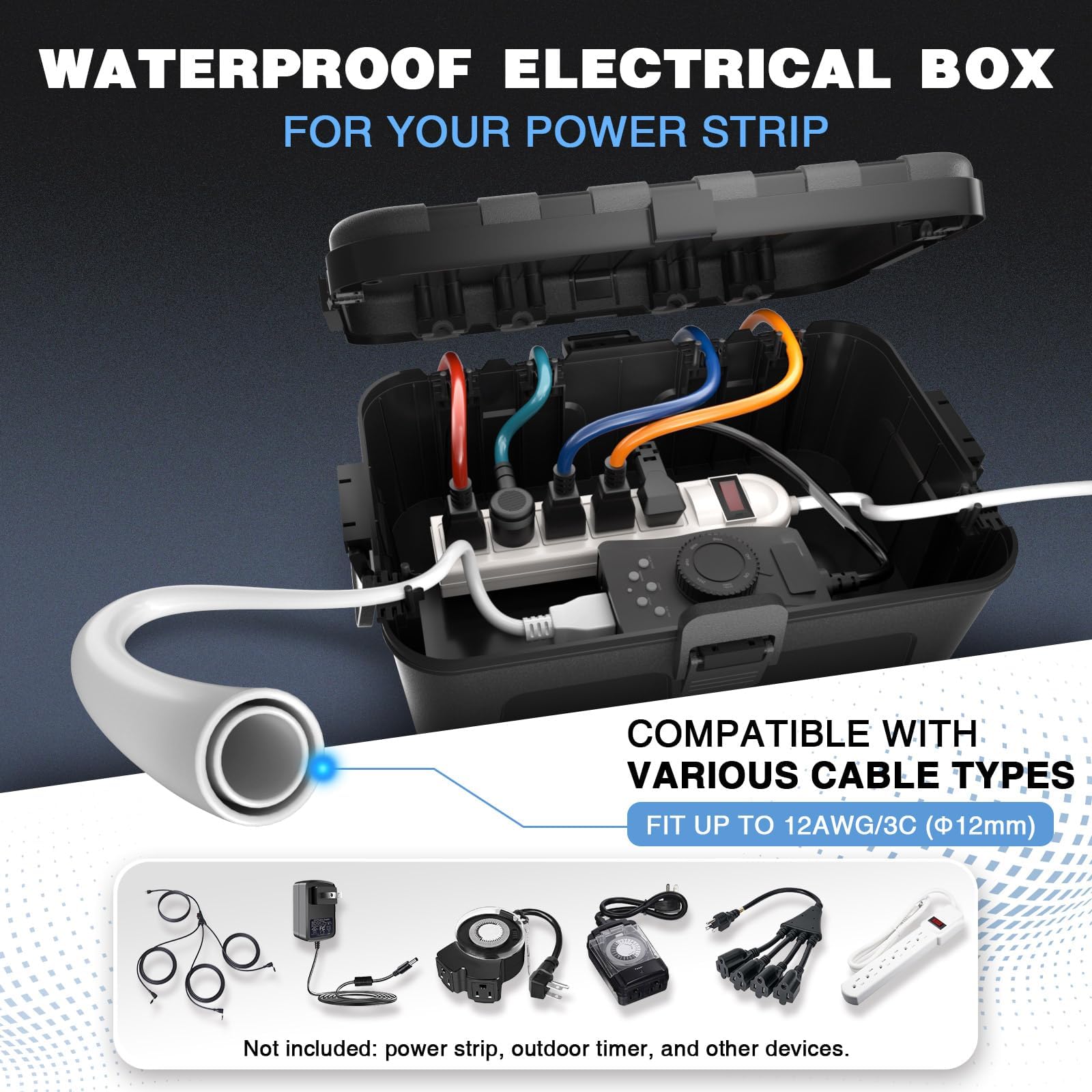 Flemoon Large Outdoor Electrical Box Waterproof Extension Cord Cover