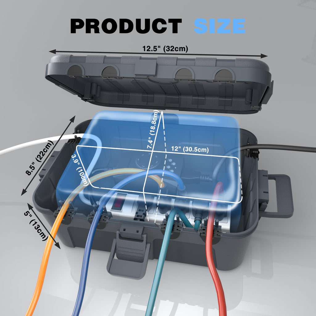 Flemoon Large Outdoor Electrical Box Waterproof Extension Cord Cover