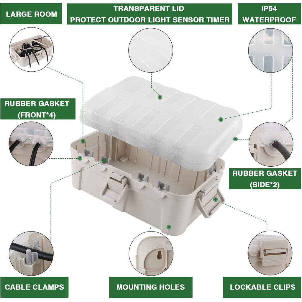 Flemoon Large Outdoor Electrical Box Waterproof Extension Cord Cover