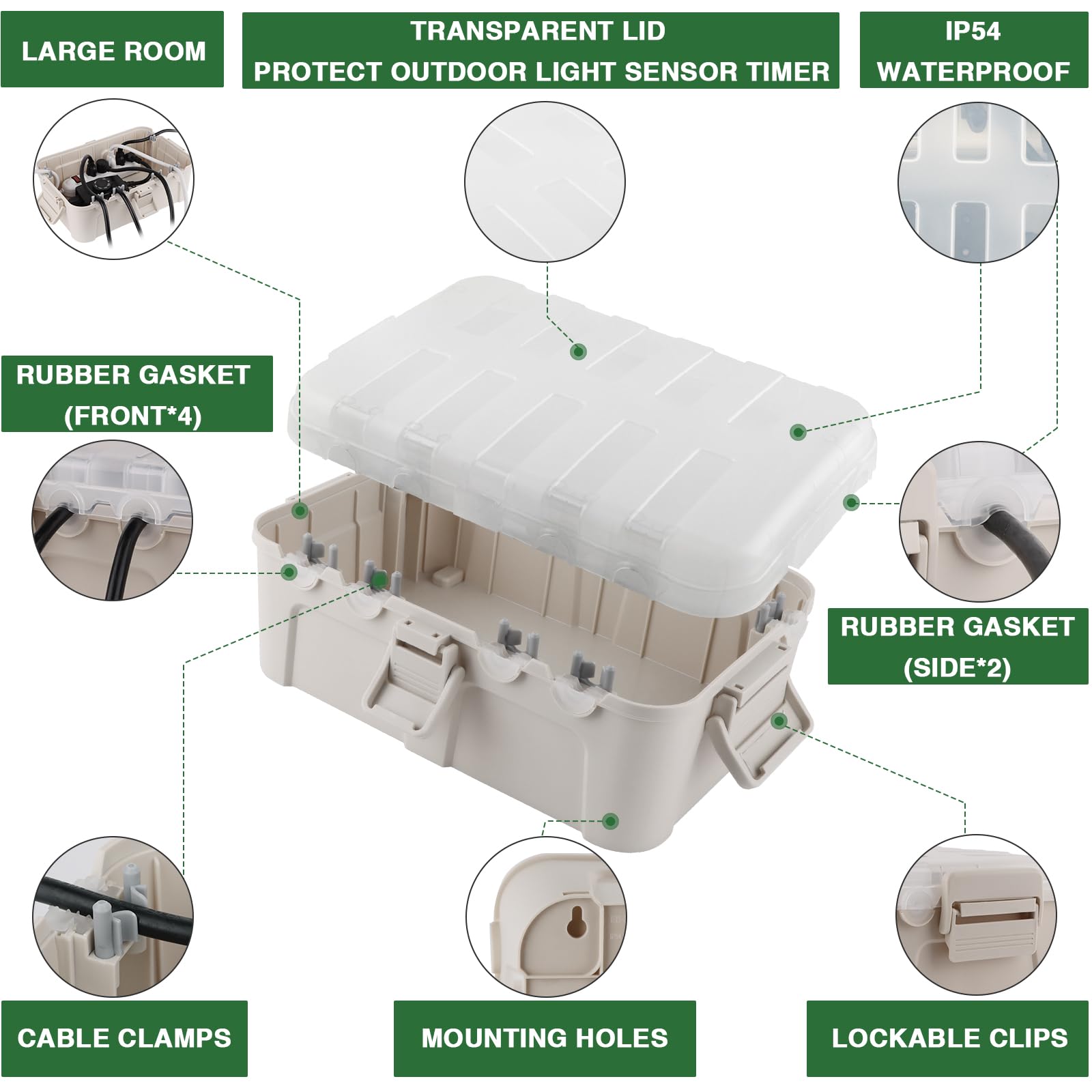 Flemoon Large Outdoor Electrical Box Waterproof Extension Cord Cover