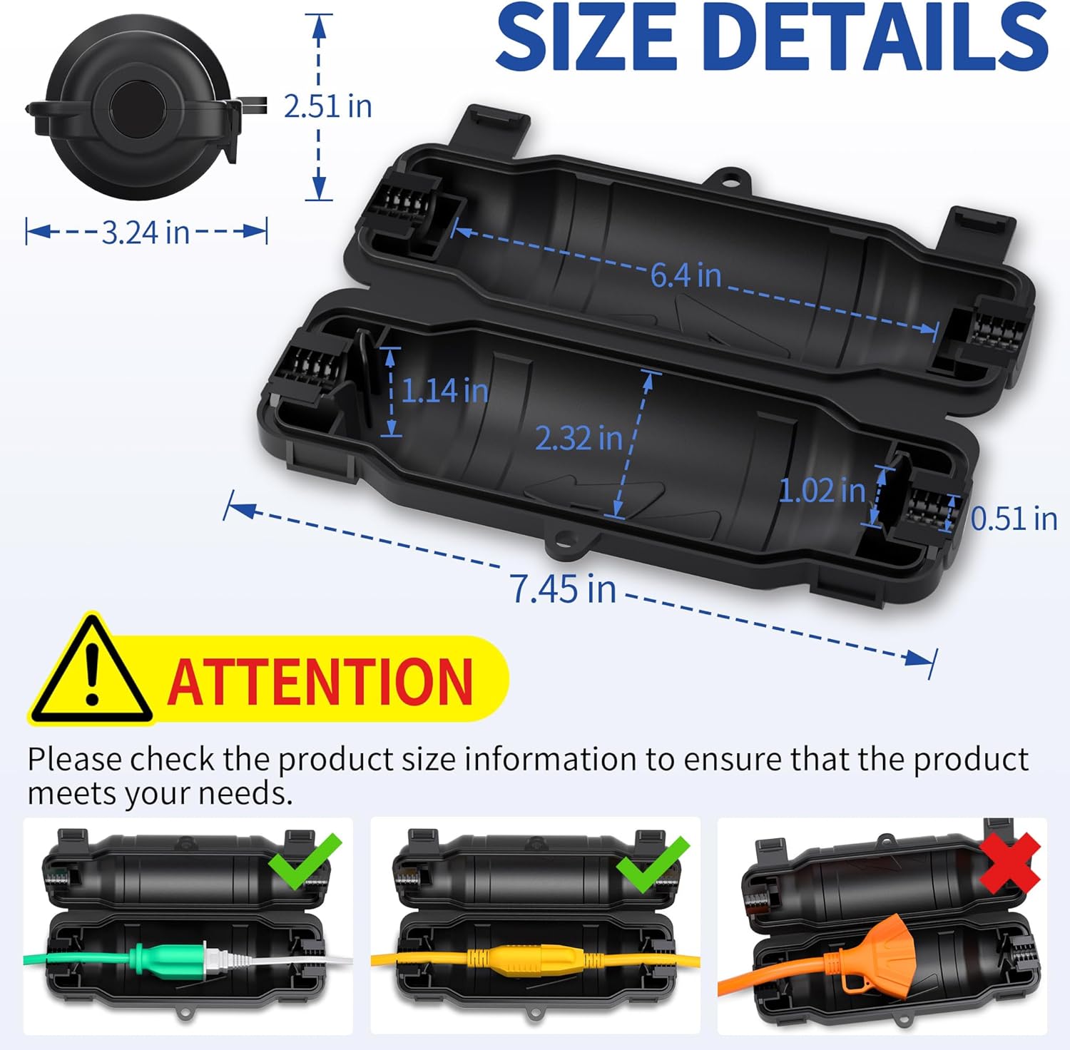 3 Pack Outdoor Extension Cord Safety Cover with Waterproof Seal IP54