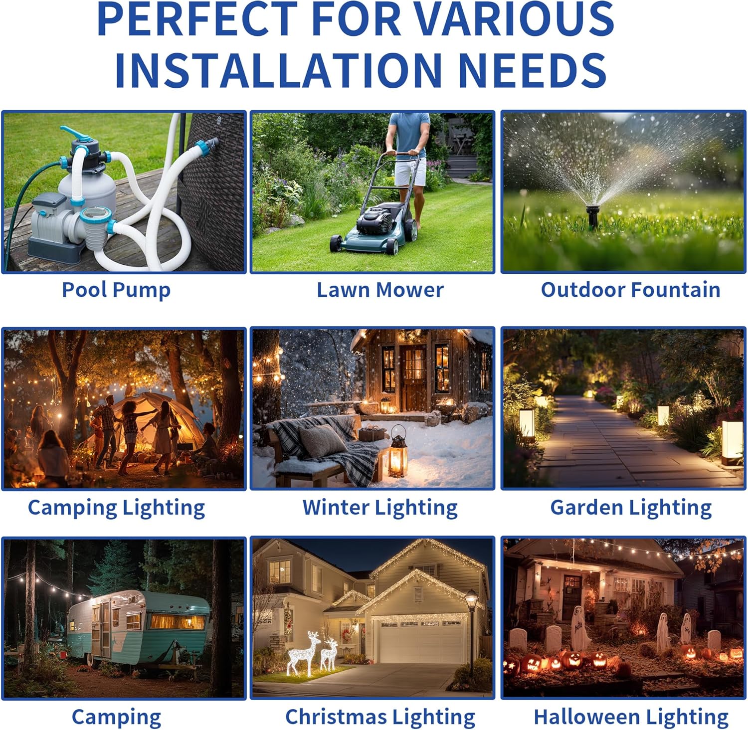 3 Pack Outdoor Extension Cord Safety Cover with Waterproof Seal IP54